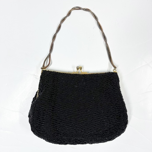 vintage Walborg black beaded Evening Chain Bag handbag purse Hong Kong - Picture 3 of 9